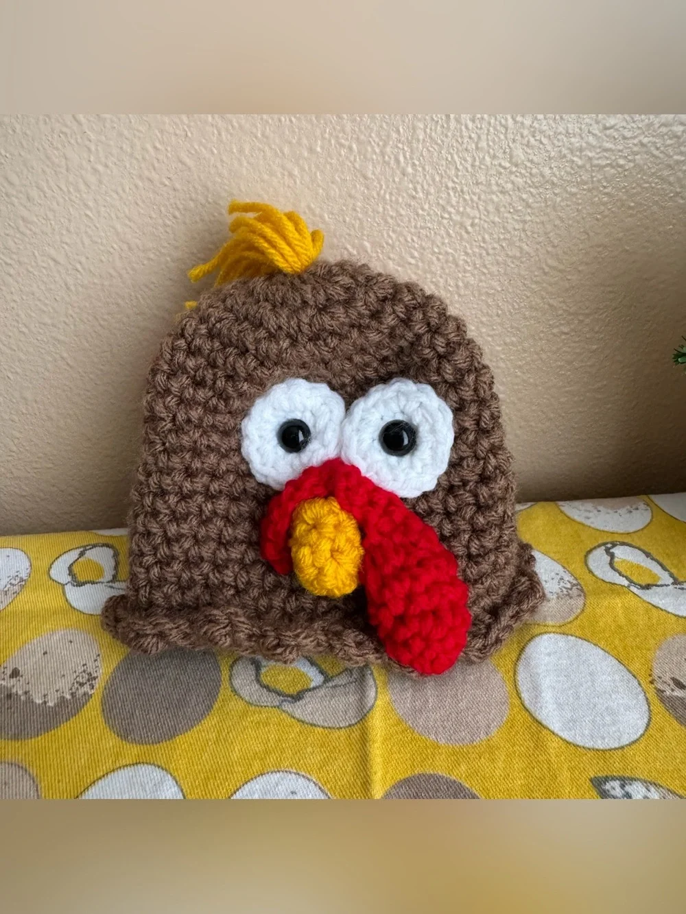 Crocheted back Thanksgiving turkey beanie hat